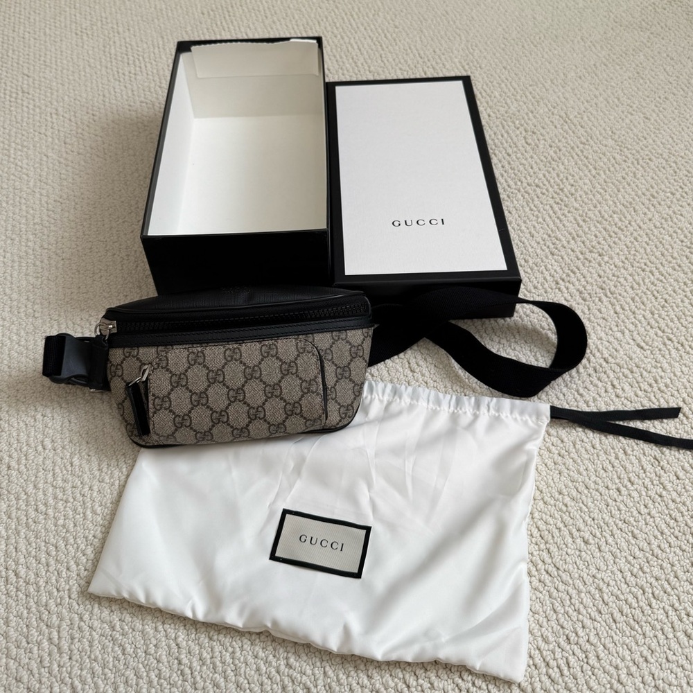 Authentic GUCCI Eden Belt Bag in Black Supreme Canvas Print Unisex